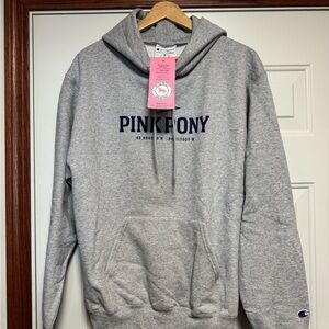 NWT MACKINAW ISLAND PINK PONY HOODIE Unisex Champion Gray Hoodie  Medium